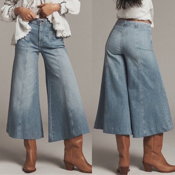 Pilcro Denim - Pilcro Light Blue Wide-Leg Cropped Jeans